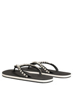 Black Embellished Rubber Flip Flops Men Shoes