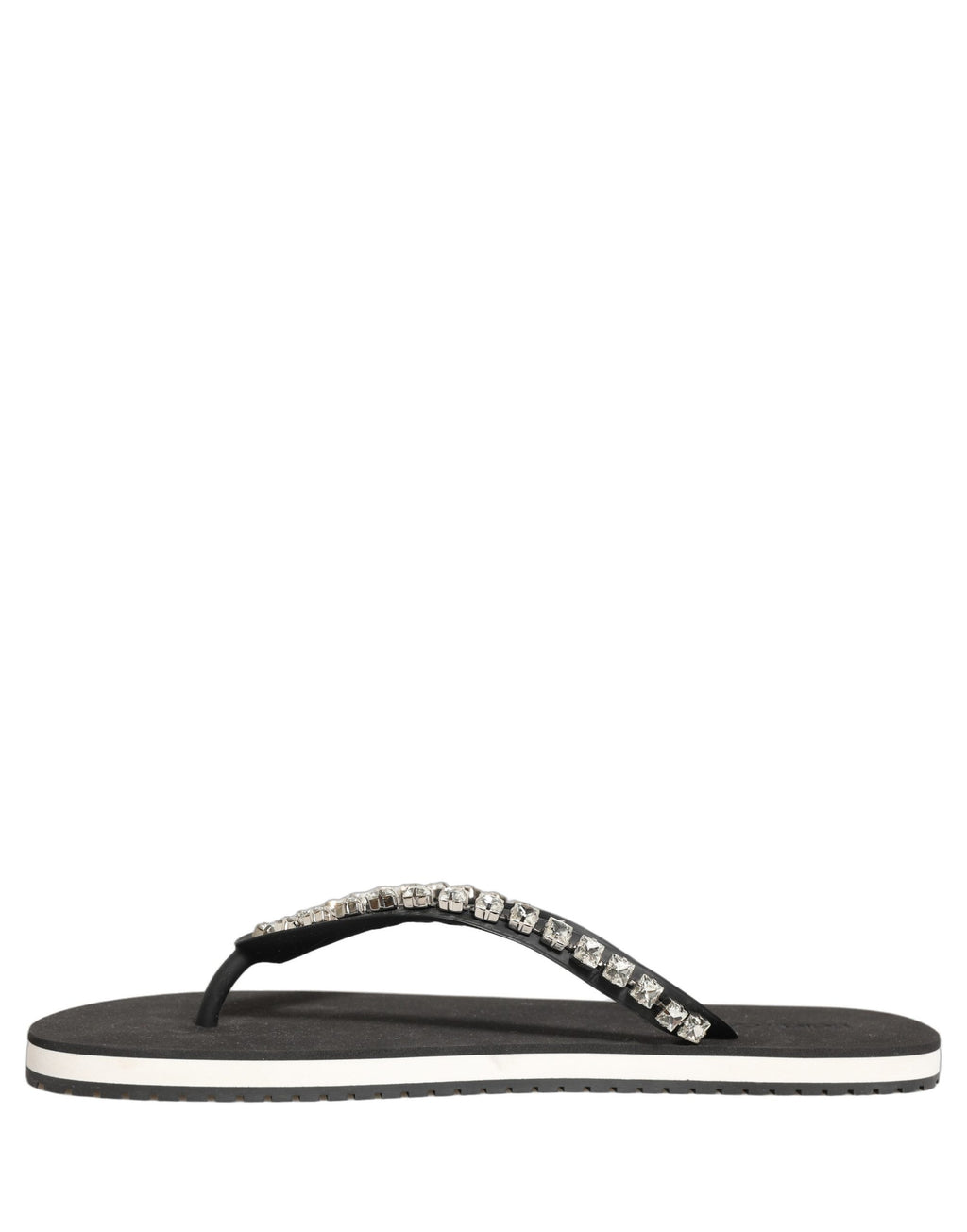 Black Embellished Rubber Flip Flops Men Shoes