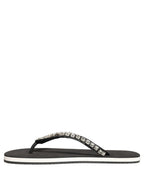 Black Embellished Rubber Flip Flops Men Shoes