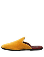 Yellow Suede Slides Flat Slipper Men Shoes