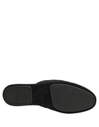 Black Floral Brocade Slides Slippers Shoes