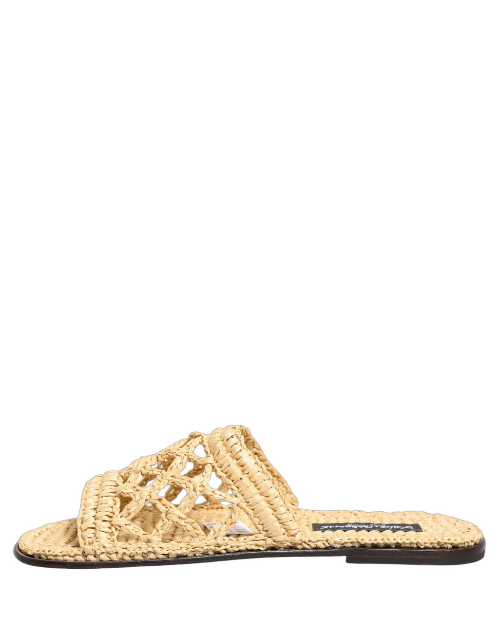 Beige Straw Raffia Slides Sandals Flats Shoes