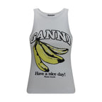 White Cotton Sleeveles T-Shirt