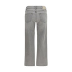 Gray Cotton Straight-Leg Jeans