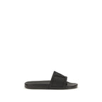 Black Rubber Flat Sandals