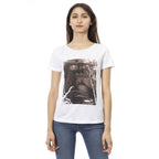 White Cotton Women T-Shirt