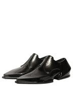 Dress Shiny Black Slip On Plastic Dress Shoes