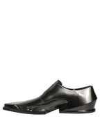 Dress Shiny Black Slip On Plastic Dress Shoes