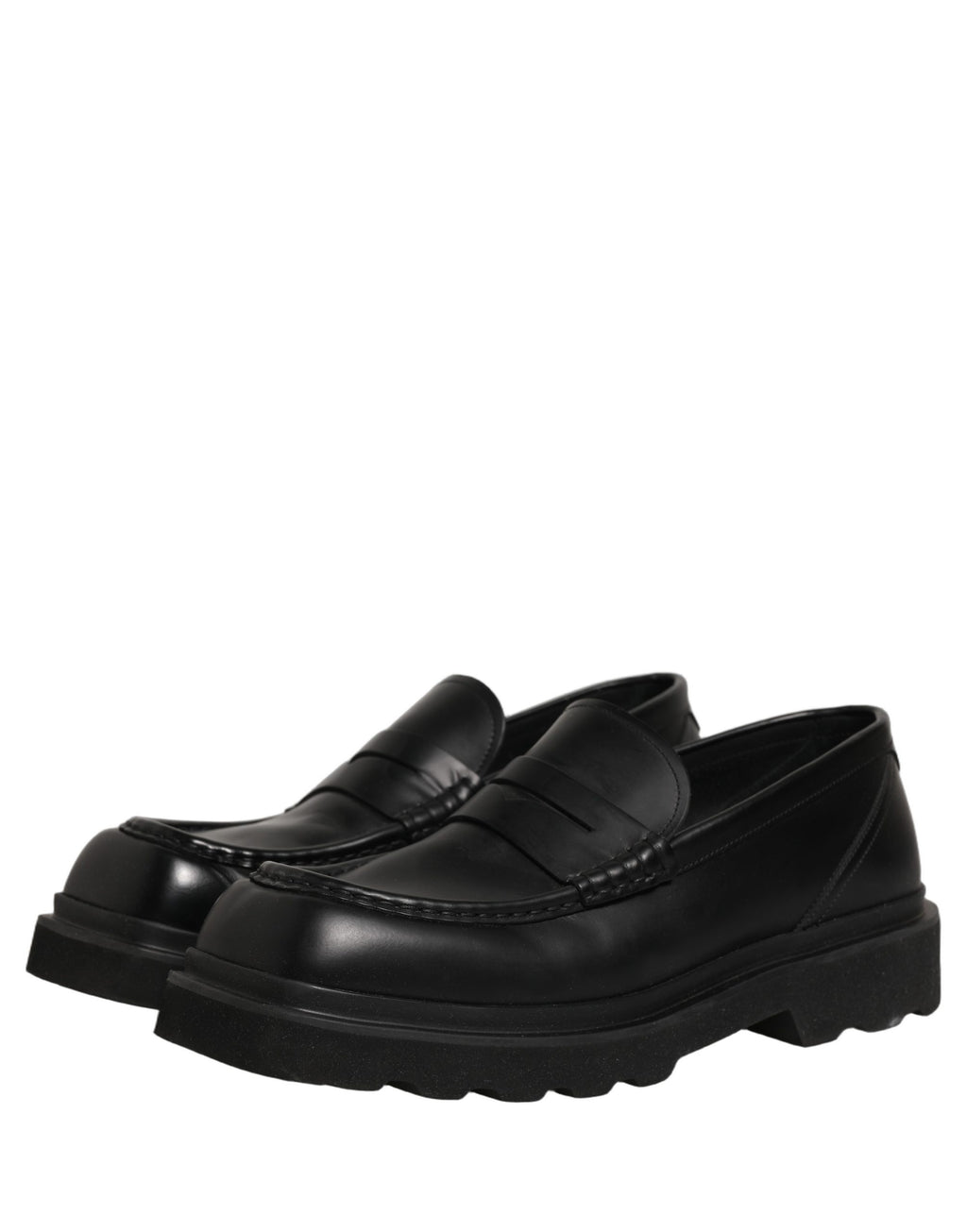 Black Calfskin Leather Men Dress Loafer Shoes