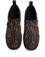 Brown Leopard Print Quilted Men Sneakers Shoes