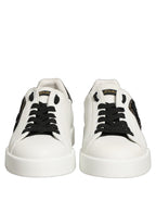 White Leather DG Logo Low Top Sneakers Shoes