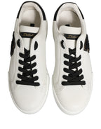 White Leather DG Logo Low Top Sneakers Shoes