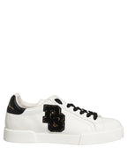 White Leather DG Logo Low Top Sneakers Shoes