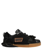 Black Leather Low Trainers Men Sneakers Shoes