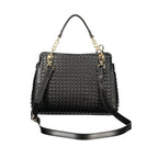 Black Polyurethane Women's Bag with Adjustable Strap