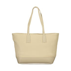Beige Polyurethane Womens Bag