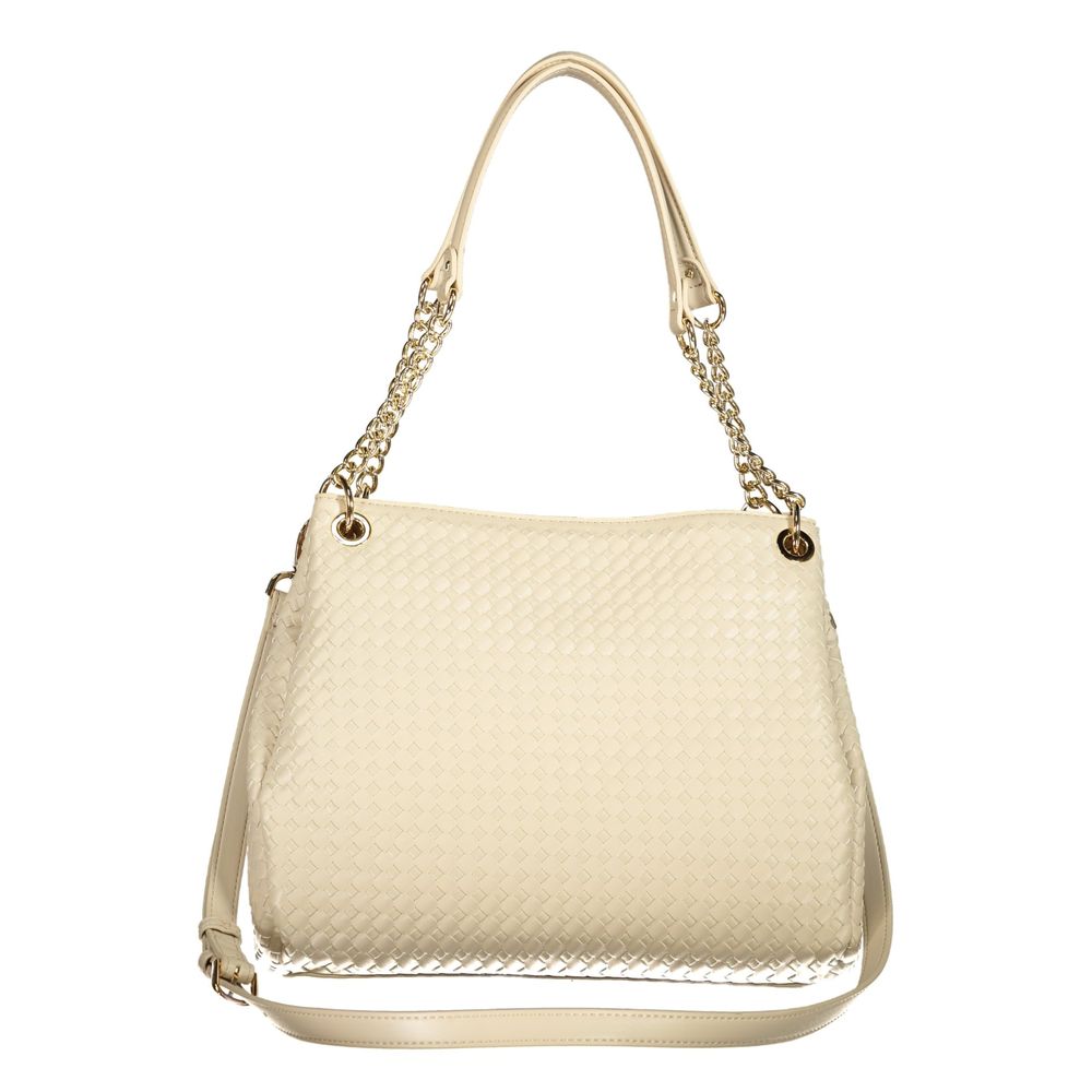Beige Polyurethane Women's Bag with Adjustable and Removable Strap