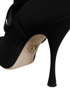 Black Stiletto Heels Mid Calf Boots Shoes