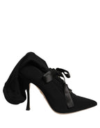 Black Stiletto Heels Mid Calf Boots Shoes