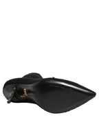 Black Stiletto Heels Mid Calf Boots Shoes