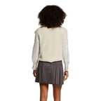 Beige Polyester Sleeveles Sweater