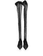Black Over The Knee Tulle Flats Boots Shoes