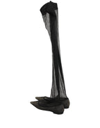 Black Over The Knee Tulle Flats Boots Shoes