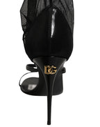 Stiletto Sandals Socks Knee High Boots Black