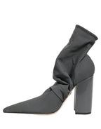 Gray Stretch Socks Heels Ankle Boots Shoes