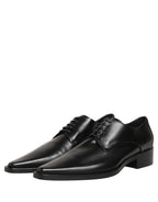 Black Leather Lace Up Derby Dress Shoes