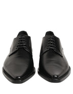 Black Leather Lace Up Derby Dress Shoes