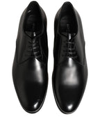 Black Leather Lace Up Derby Dress Shoes