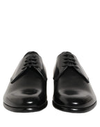 Black Leather Lace Up Derby Dress Shoes