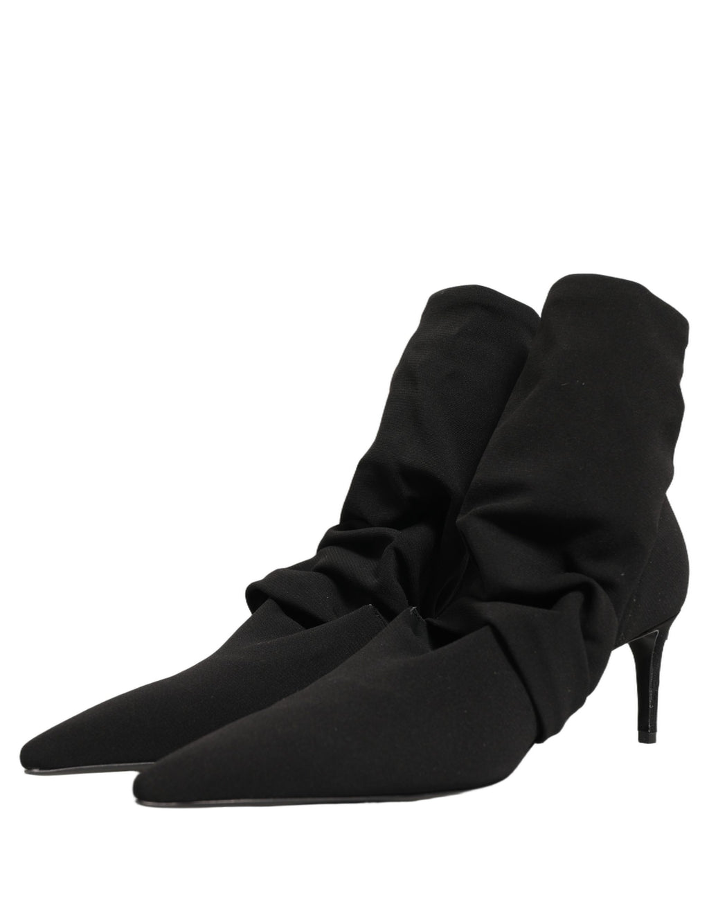 Black Stretch Socks Heels Ankle Boots Shoes