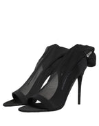 Black Nylon Mesh Sock Style Boots Shoes