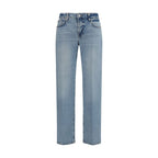 Blue Cotton Straight-Leg Jeans