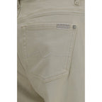 Beige Cotton Straight-Leg Jeans