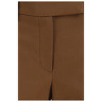 Brown Elastane Casual Pants