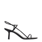 Black Leather Stiletto Heel Sandals
