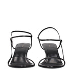 Black Leather Stiletto Heel Sandals