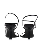 Black Leather Stiletto Heel Sandals