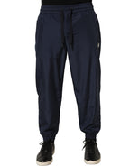 Dark Blue Polyester Jogger Sweatpants Pants