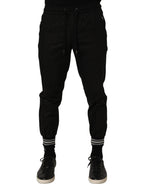 Black Cotton Mid Waist Jogger Sweatpants Pants
