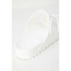 White Plastic Flat Sandals