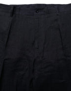 Black Linen Straight Leg Dress Trouser Pants