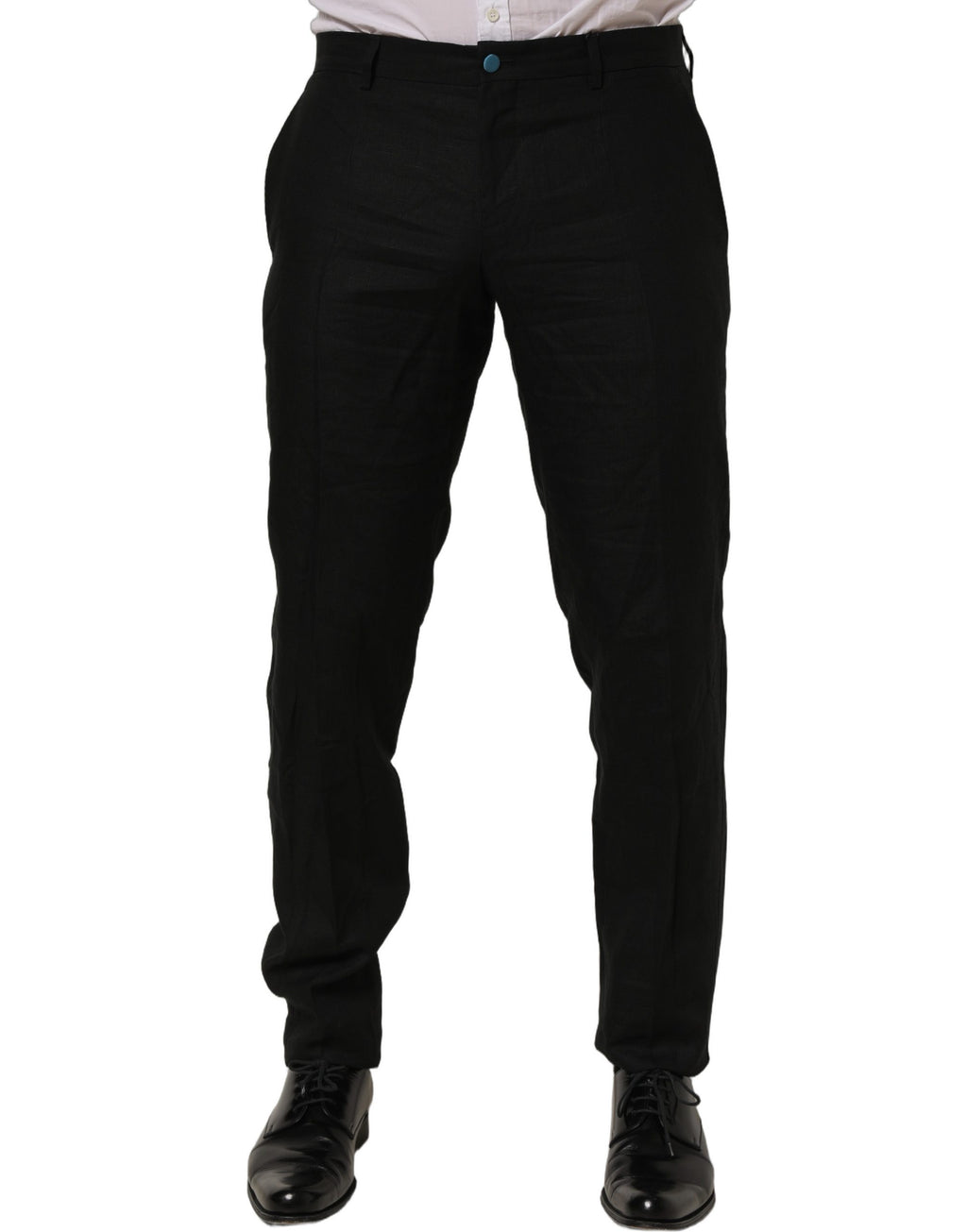 Black Linen Skinny Leg Dress Trouser Pants