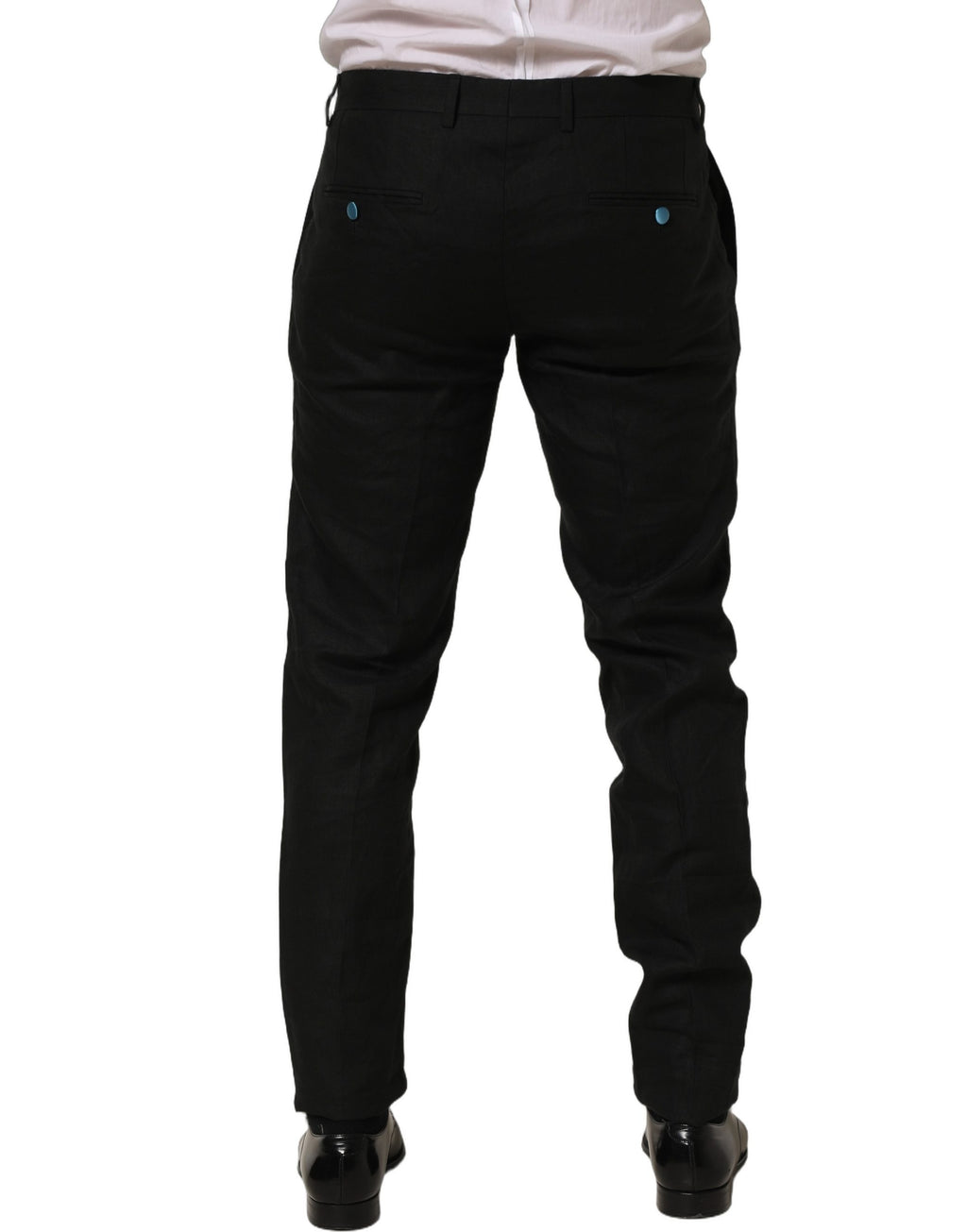 Black Linen Skinny Leg Dress Trouser Pants