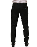Black Linen Skinny Leg Dress Trouser Pants