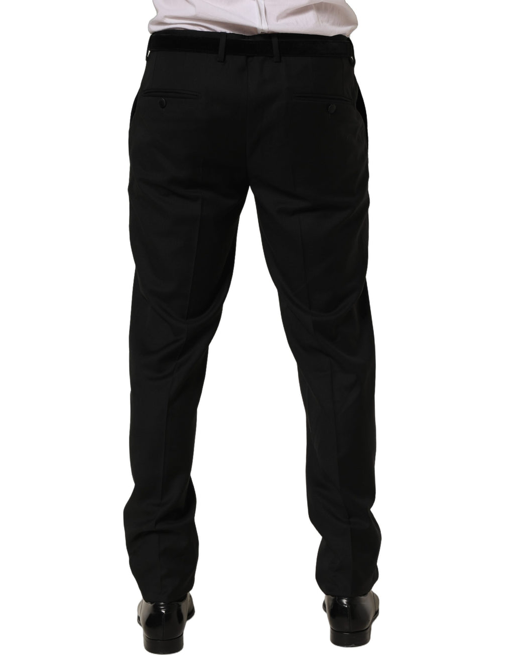 Black Wool Skinny Leg Dress Trouser Pants