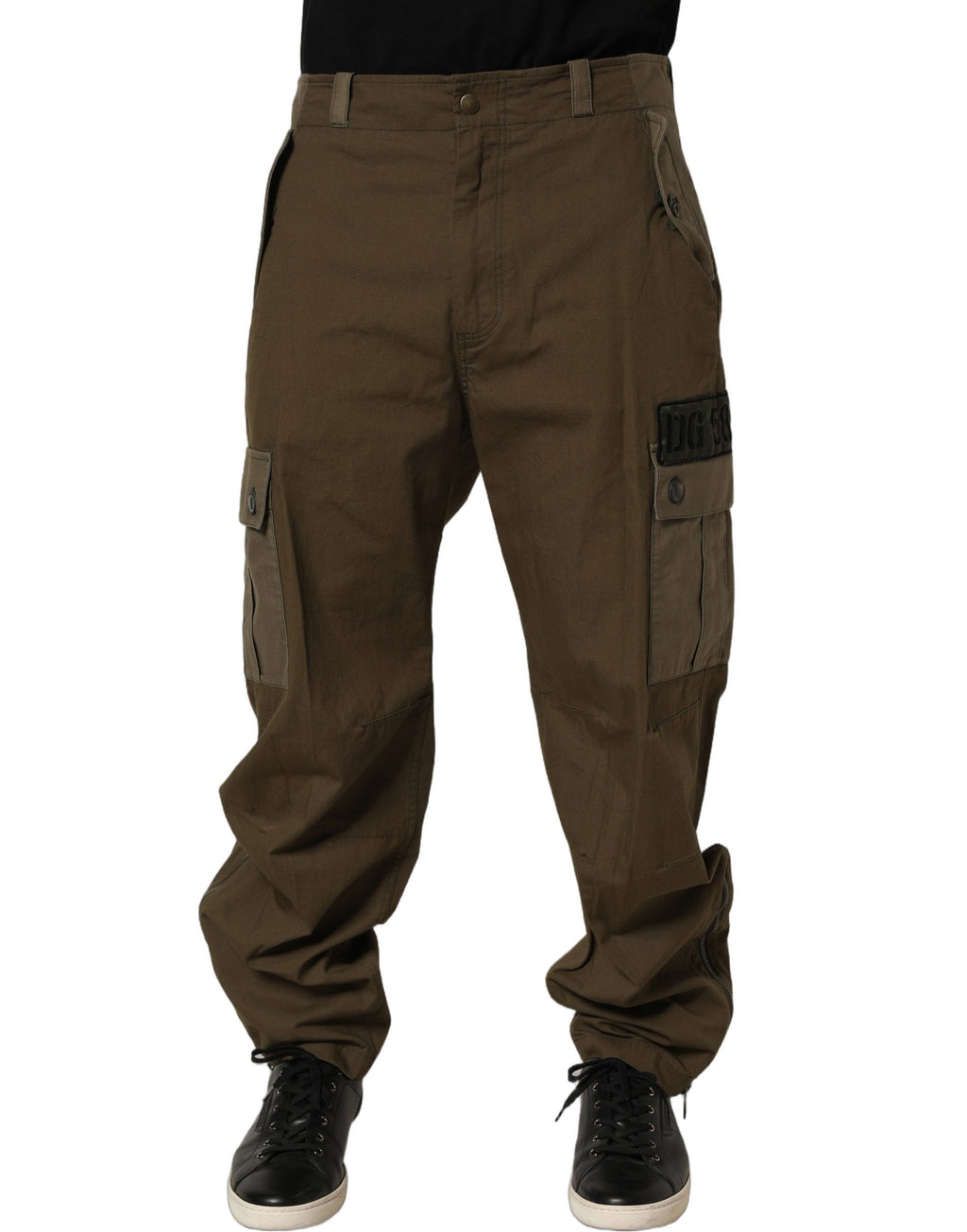 Brown Mid Waist Straight Cargo Trouser Pants